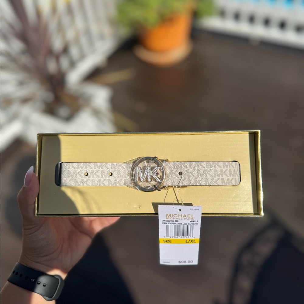 Michael Kors Monogram Belt with Silver Buckle